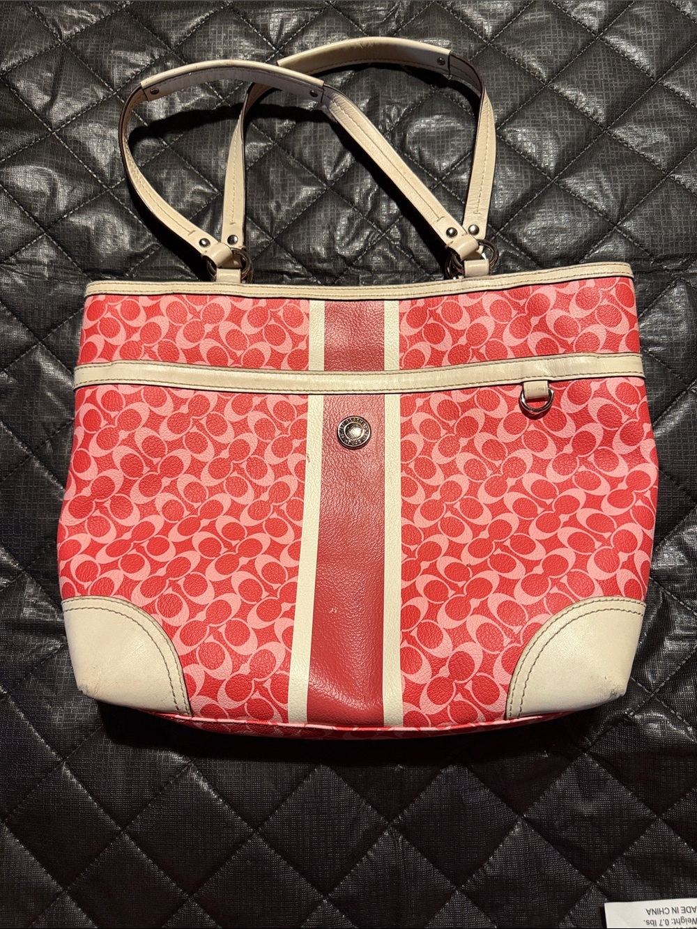 Coach signature pink and white shoulder bag